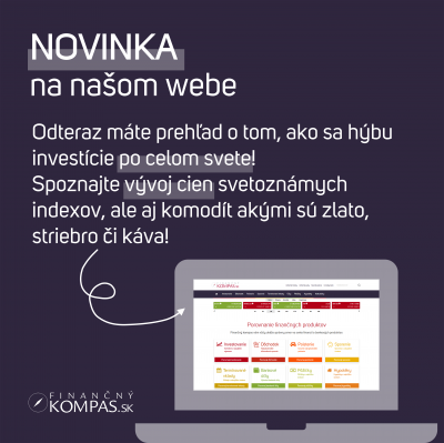 Novinka na webe Finančný kompas, odkaz na vývoj indexov, komodít či striebra